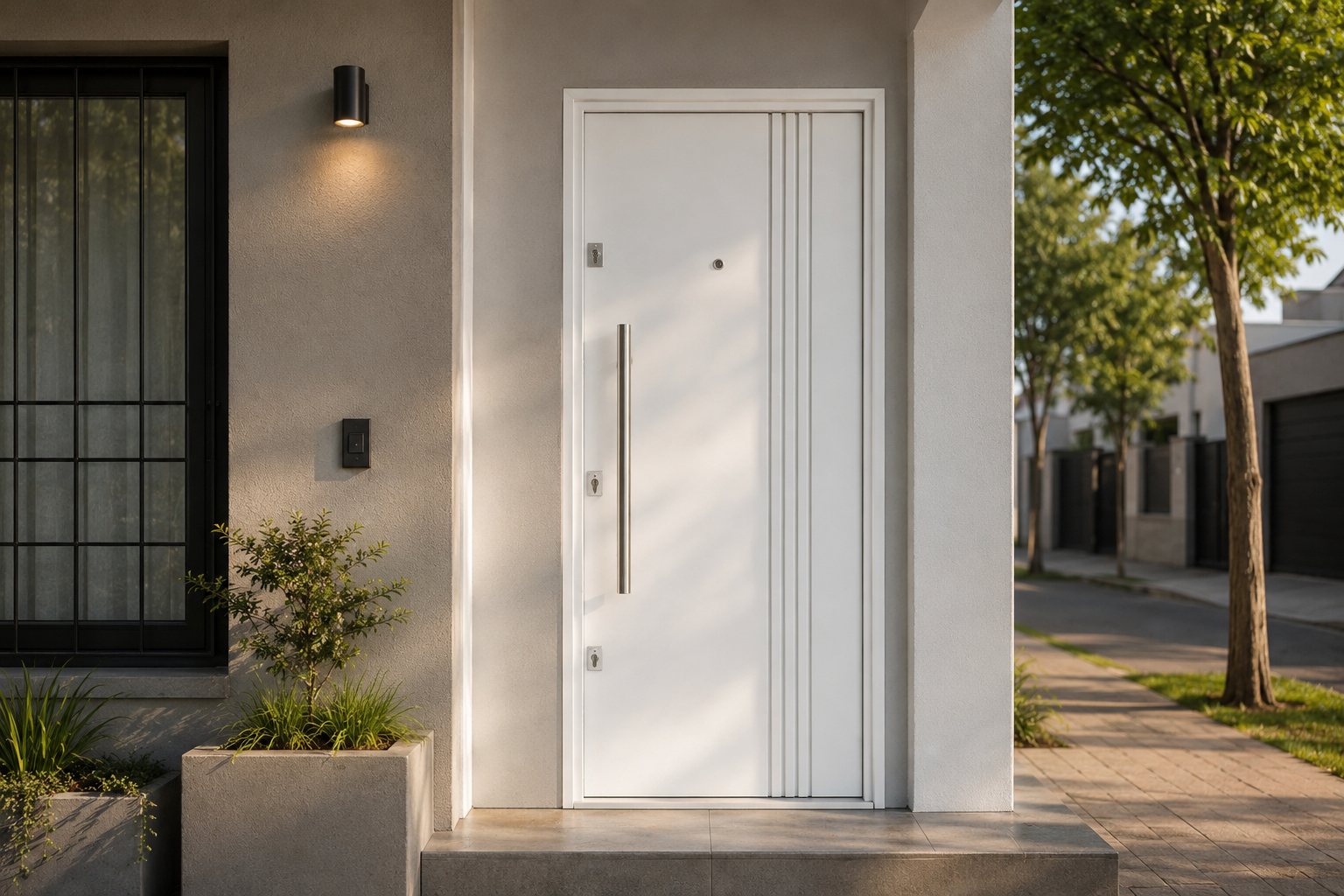 Puerta Barmetal 2530PF Blanca instalada en vivienda