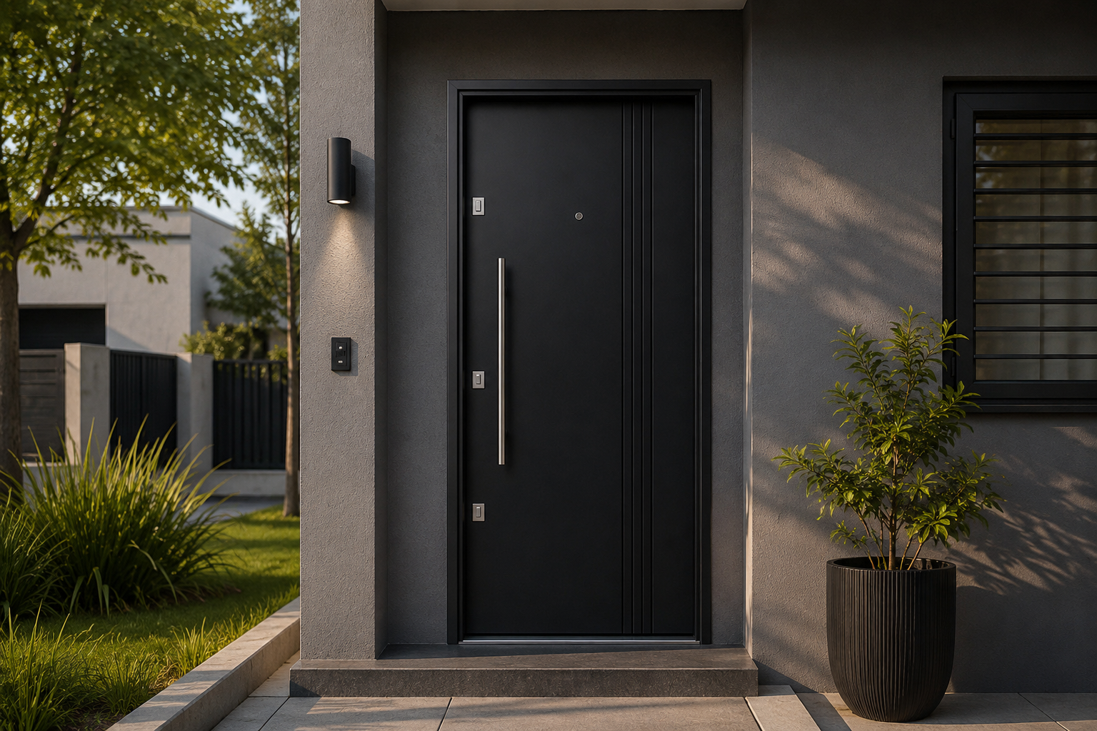 Puerta Barmetal 2530PF Negra en vivienda moderna