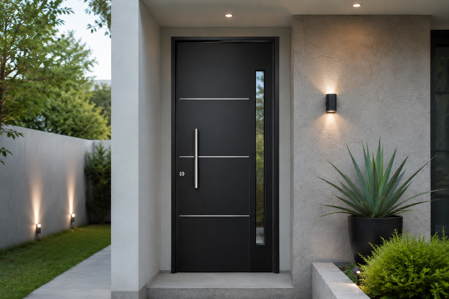 Puerta Adramet #481 instalada en fachada moderna GBA