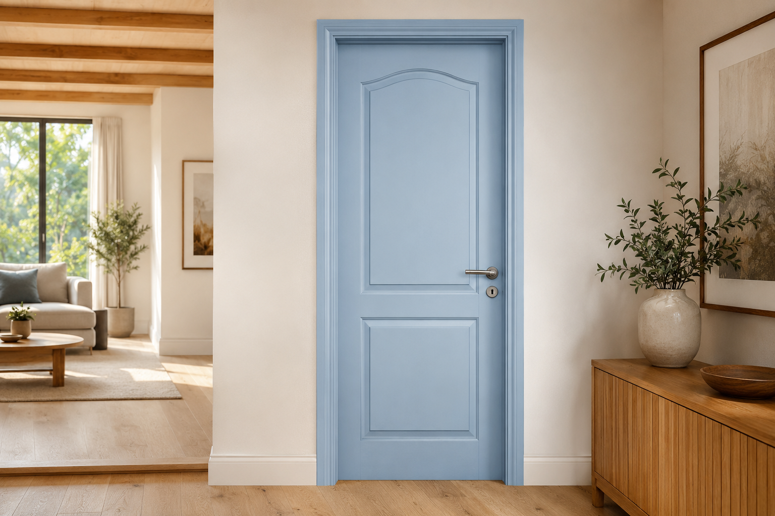 Puerta Interior Gromanti Avalon -- Linea Masonite, Tecnologia USA instalada en habitación