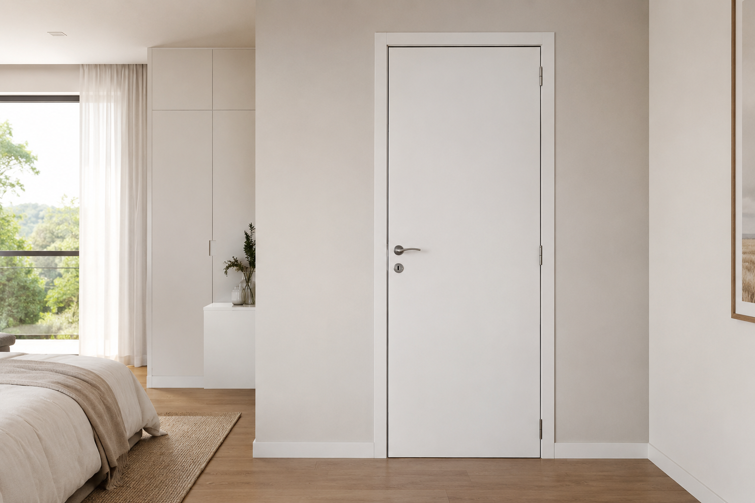 Puerta Interior Gromanti Elite Blanco -- Libre de Mantenimiento instalada en habitación