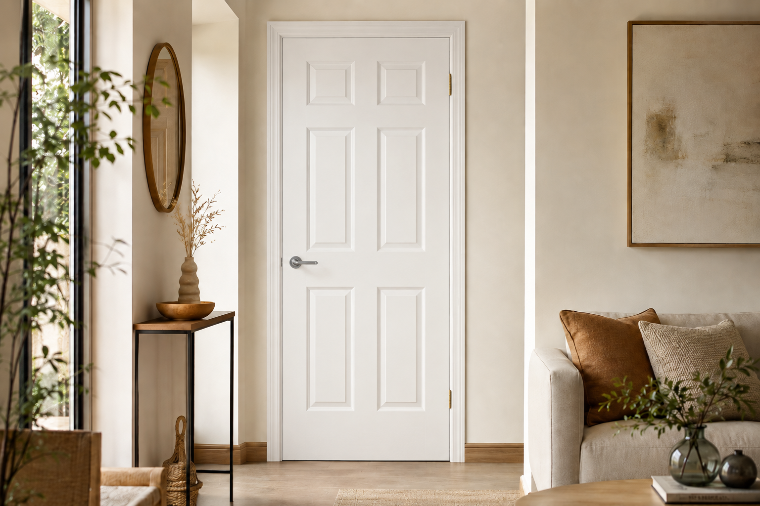 Puerta Interior Gromanti Colonial -- Linea Masonite, Tecnologia USA instalada en habitación