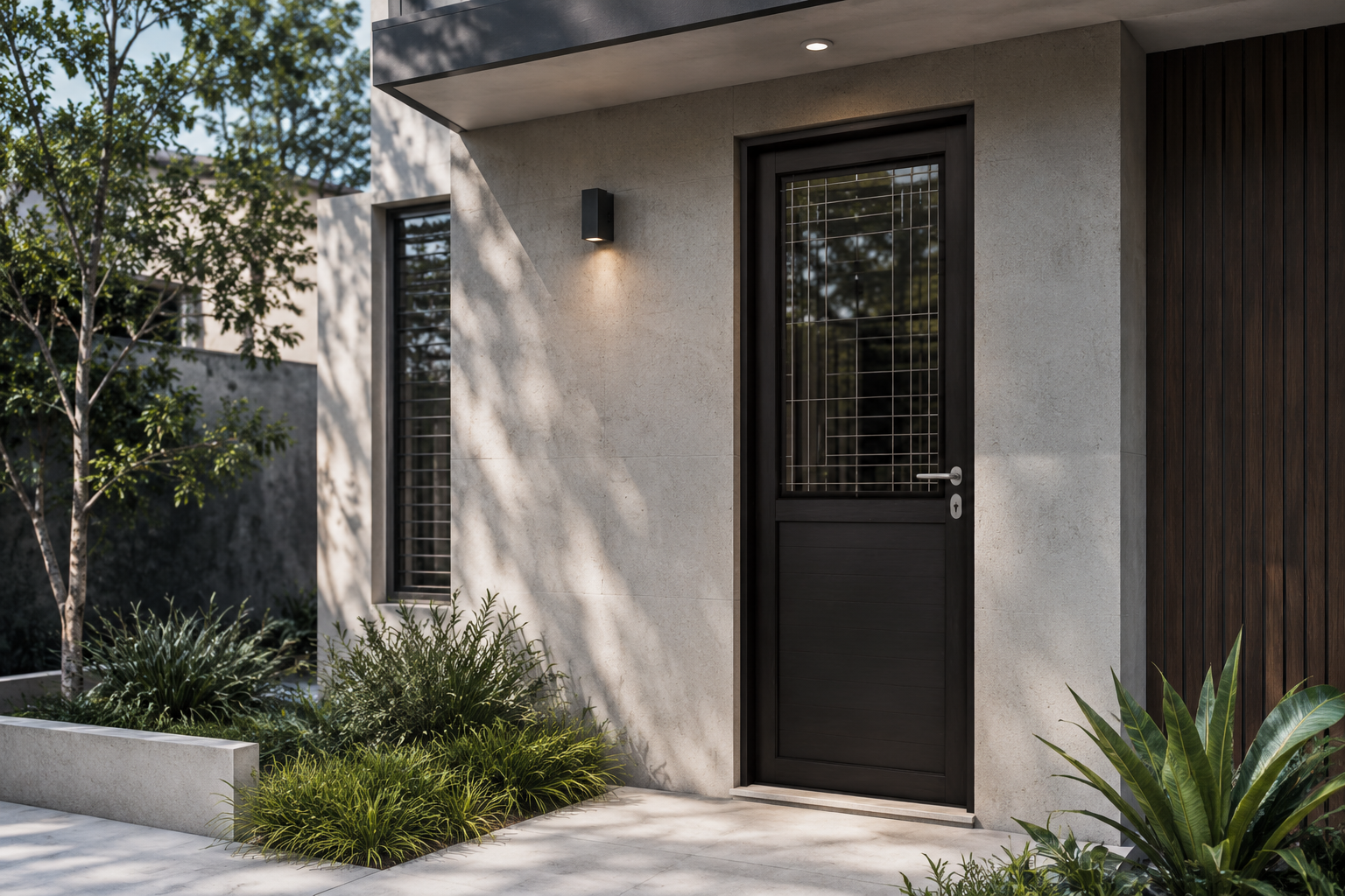 Puerta de Aluminio Medio Vidrio -- Luz Natural con Diseno Contemporaneo instalada