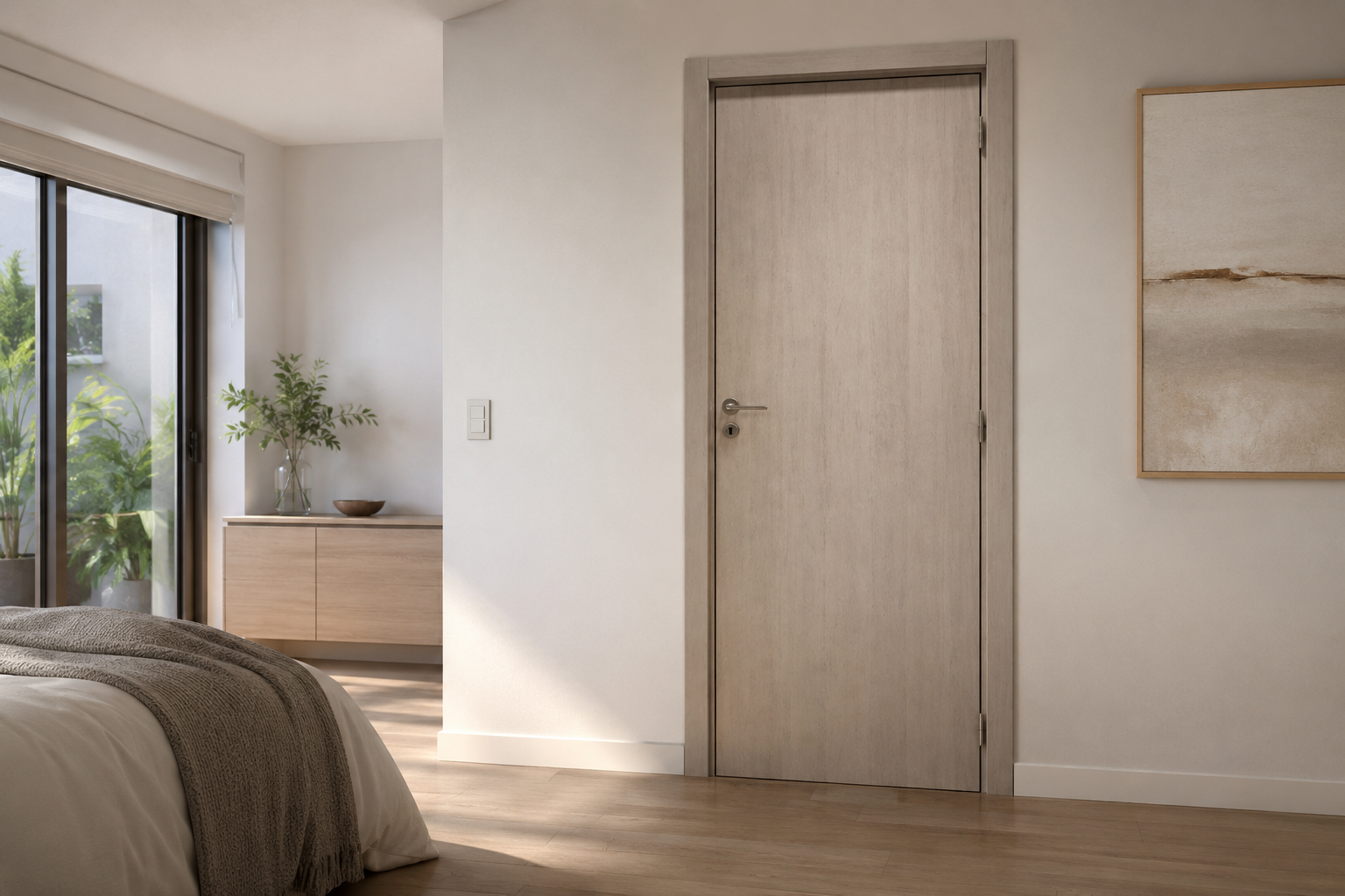 Puerta Interior Gromanti Elite Fresno -- Libre de Mantenimiento instalada en habitación