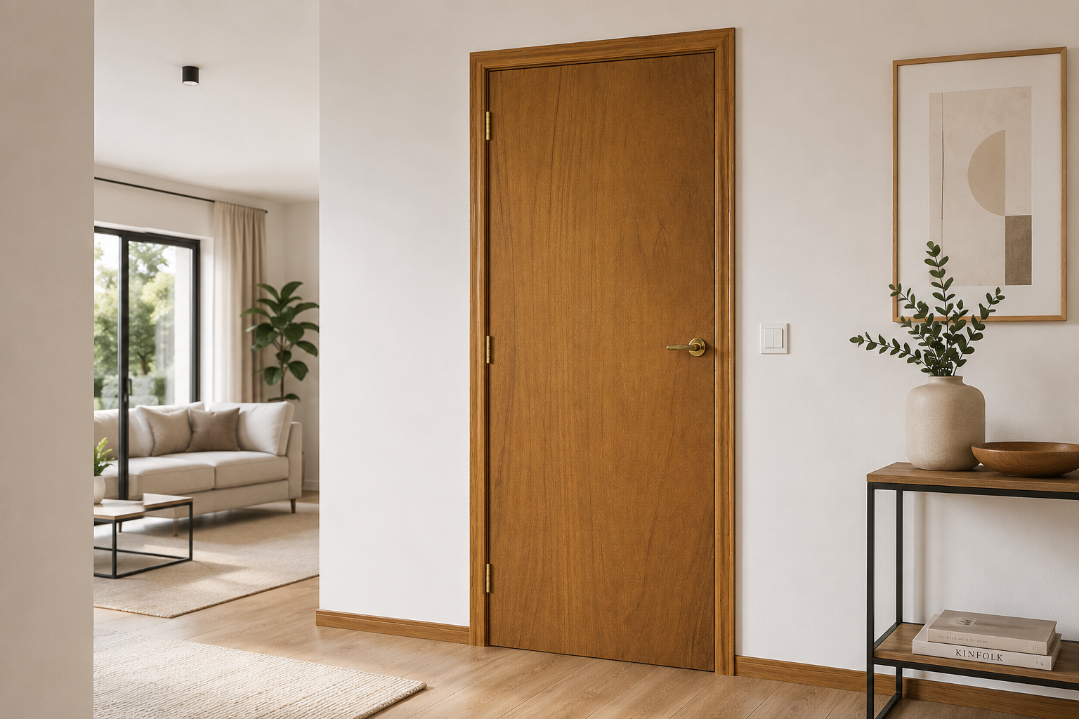 Detalle Puerta Interior Gromanti Línea Clásica #2 — Diseño con Buña Horizontal