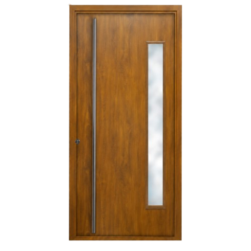 Puerta Pivotante Pavir Lisa Caoba con Postigo Fijo — vista frontal
